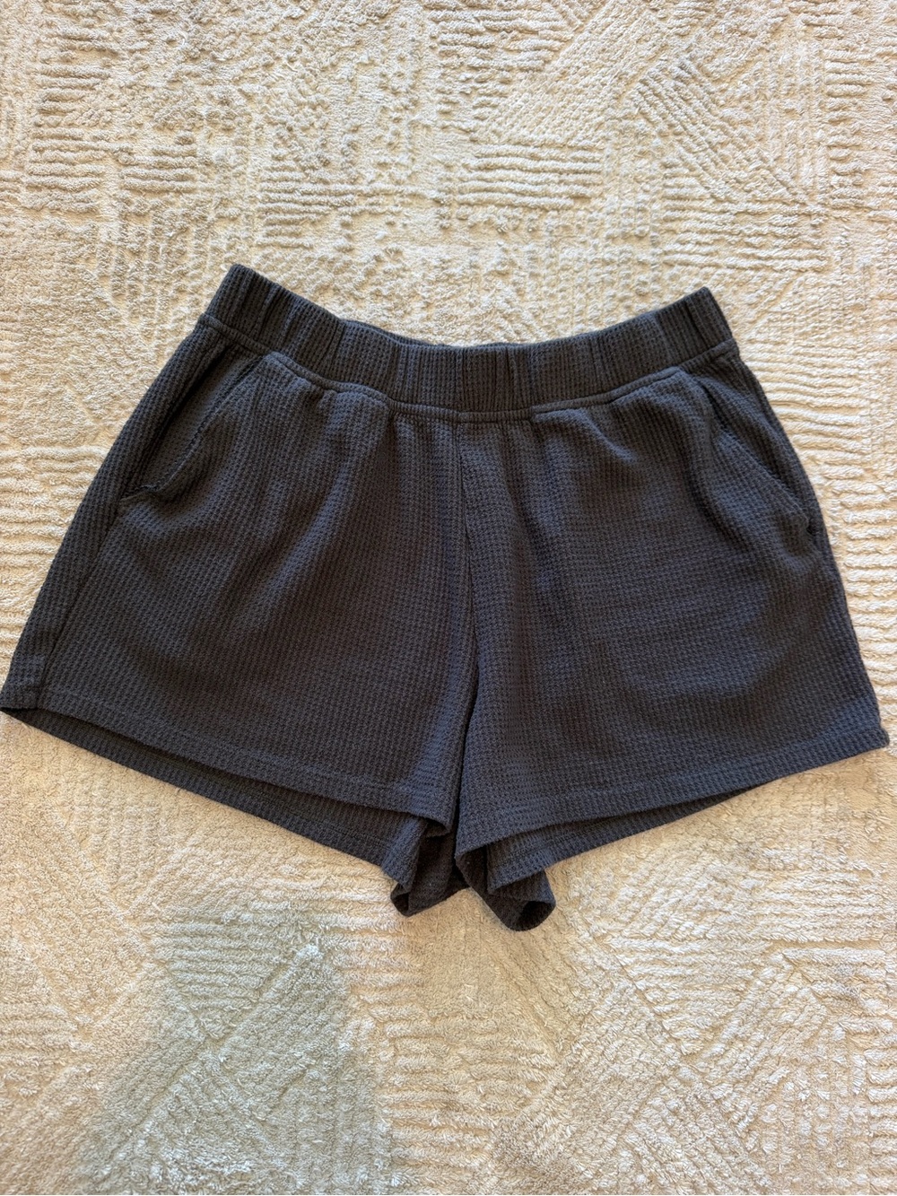 Aerie Charcoal Gray Waffle Knit Lounge Shorts Size Small
